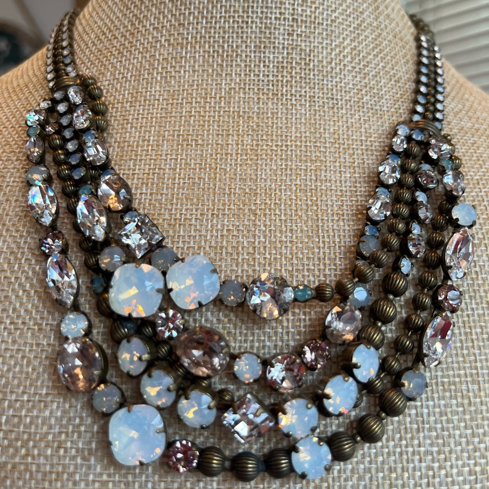 Elegant Sorrelli Multi-Strand Crystal and moon glass Necklace